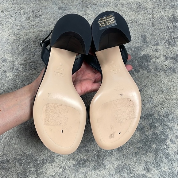 New AGL Isabelle Half Moon Block Sandals Clear PVC Toe Strap Black Sz 36 - Picture 10 of 14